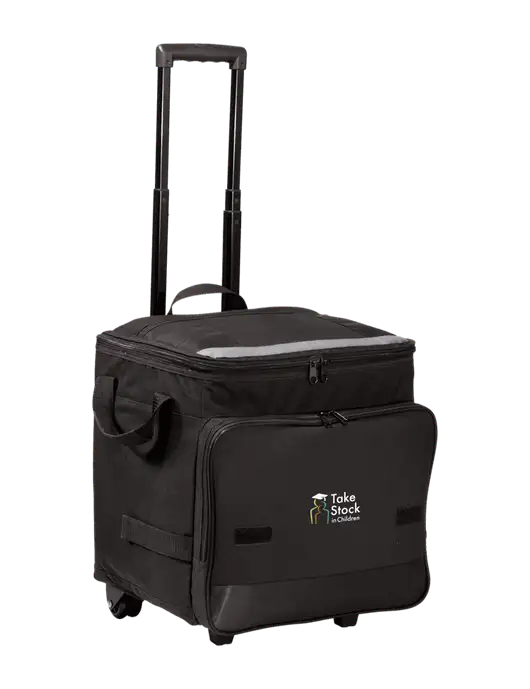 Black Rolling Cooler w/Take Stock in Children Logo