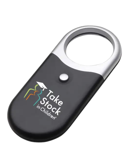 Compact Black Magnifier Light w/Take Stock in Children Logo