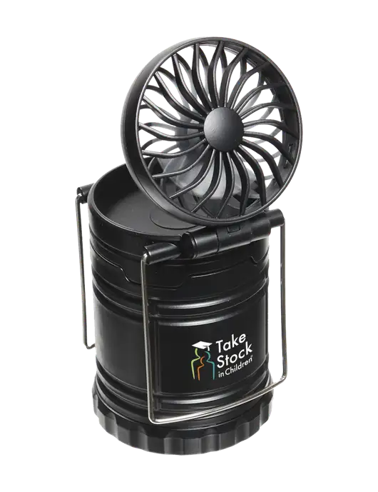 Black Retro Lantern with Fan w/Take Stock in Children Logo