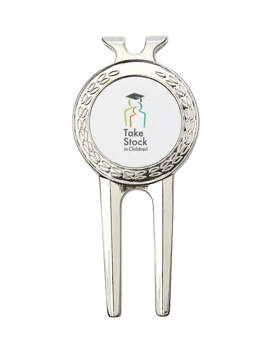 Silver Divot Tool, 1.5 x 3 w/Take Stock in Children Logo