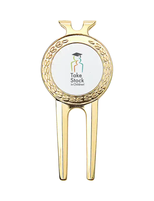 Gold Divot Tool, 1.5 x 3 w/Take Stock in Children Logo