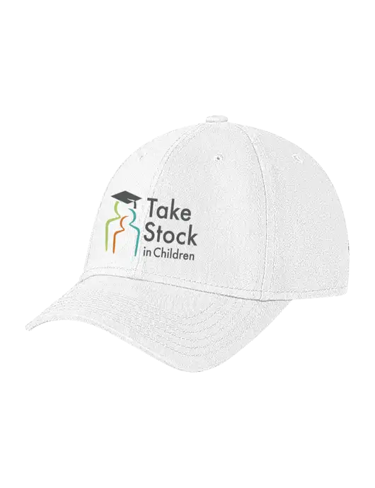 White Structured Soft Snap Closure Hook & Loop Cap w/Take Stock in Children Logo
