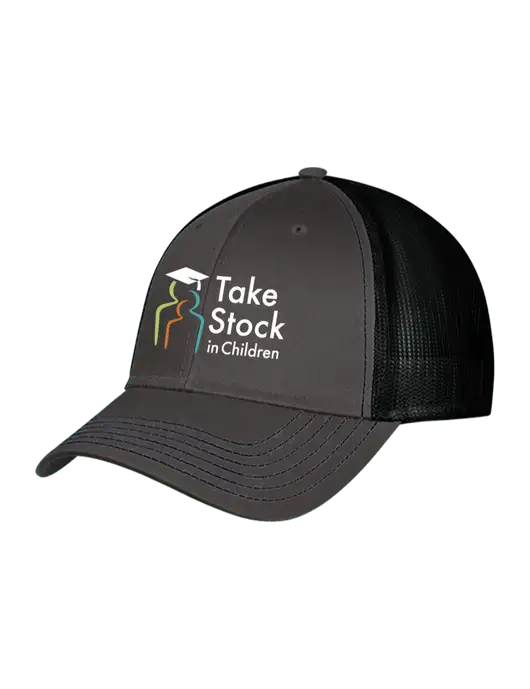 Charcoal/Black Mesh Trucker Cap Snap Back w/Take Stock in Children Logo