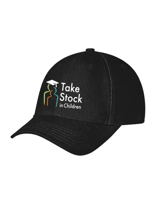 Black Structured Soft Snap Closure Hook & Loop Cap w/Take Stock in Children Logo