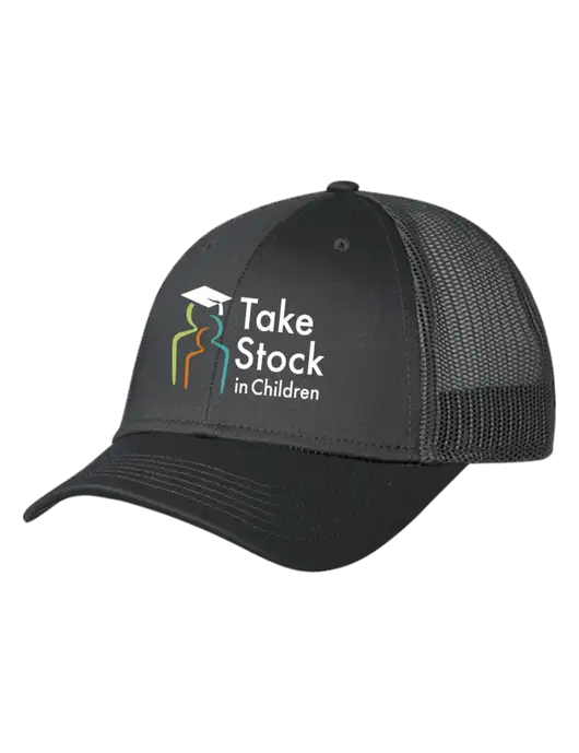 Charcoal Mesh Trucker Cap Snap Back w/Take Stock in Children Logo