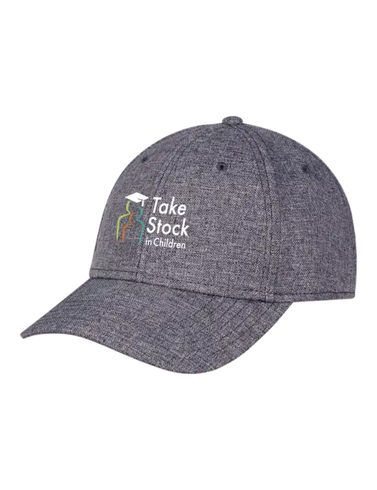 Heather Charcoal Structured Linen Look Cap Hook & Loop w/Take Stock in Children Logo