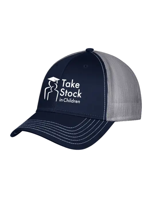 Navy/Grey Mesh Trucker Cap Snap Back w/Take Stock in Children Logo
