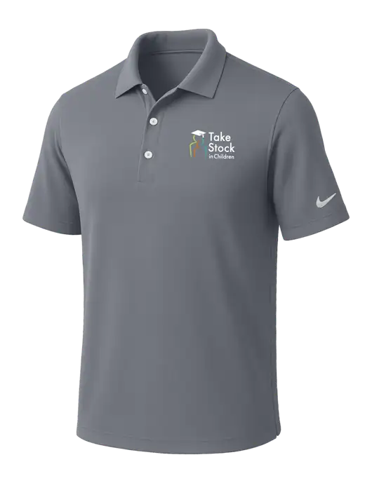 NIKE Medium Grey Dri-Fit Micro Pique Polo w/Take Stock in Children Logo