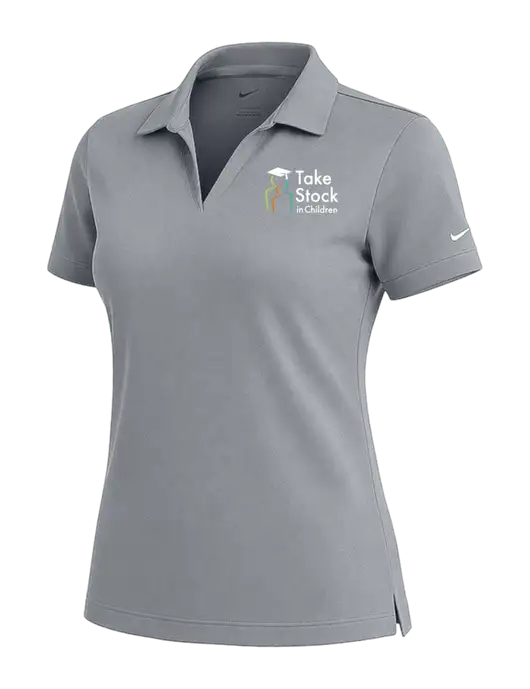 NIKE Medium Grey Womens Dri-Fit Micro Pique Polo w/Take Stock in Children Logo