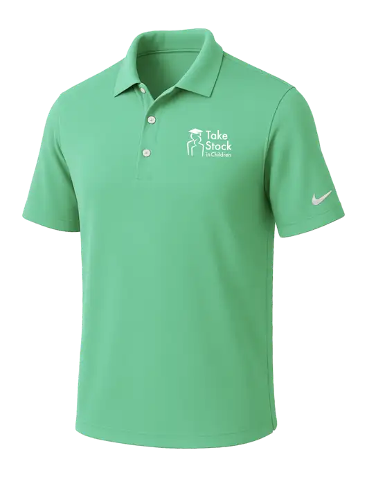 NIKE Very Light Green Dri-Fit Micro Pique Polo w/Take Stock in Children Logo
