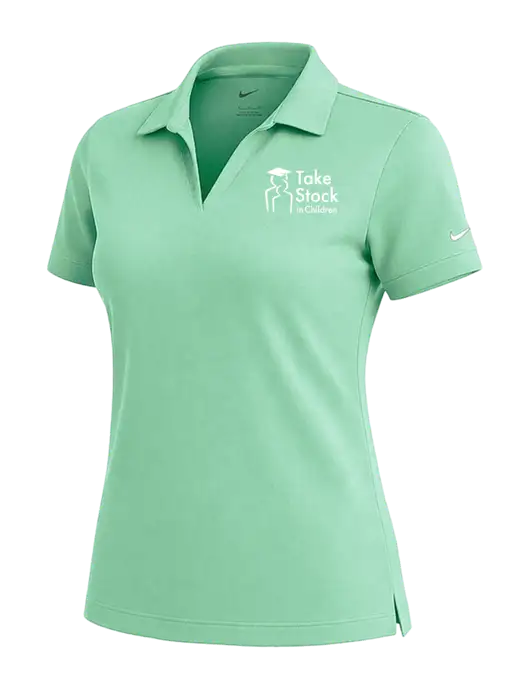NIKE Very Light Green Womens Dri-Fit Micro Pique Polo w/Take Stock in Children Logo