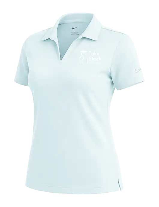 NIKE Very Light Blue Womens Dri-Fit Micro Pique Polo w/Take Stock in Children Logo
