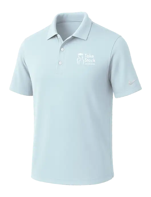 NIKE Very Light Blue Dri-Fit Micro Pique Polo w/Take Stock in Children Logo