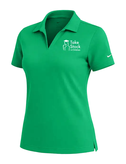 NIKE Kelly Green Womens Dri-Fit Micro Pique Polo w/Take Stock in Children Logo