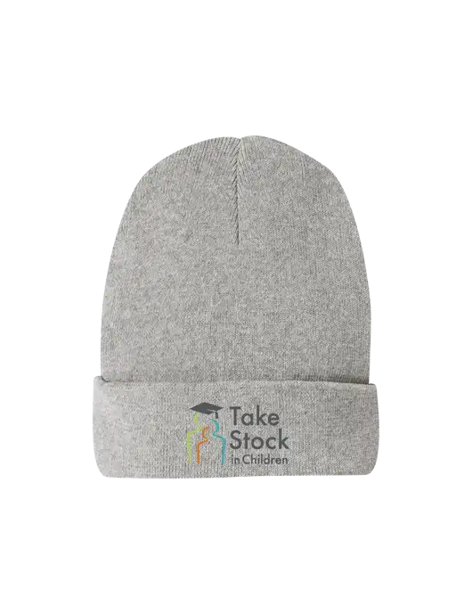 Recycled Light Heather Grey Beanie w/Take Stock in Children Logo