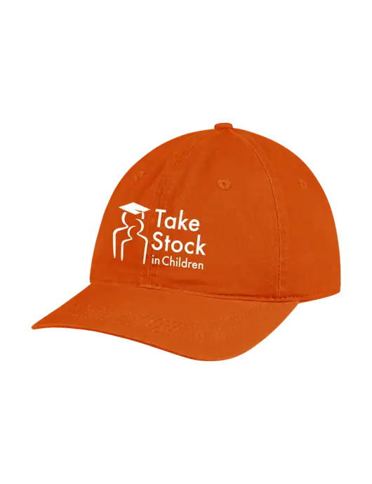 Garment Washed Unstructured Twill Orange Cap w/Take Stock in Children Logo