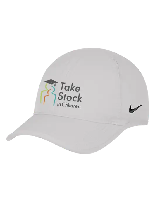 Nike White Featherlight Cap w/Take Stock in Children Logo