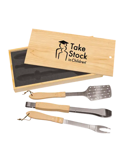 Wood BBQ Gift Set w/Take Stock in Children Logo