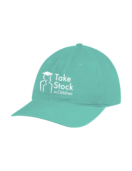 Garment Washed Unstructured Twill Very Light Teal Cap w/Take Stock in Children Logo