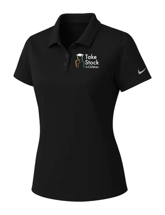 Nike Womens Black Dry Essential Solid Polo w/Take Stock in Children Logo