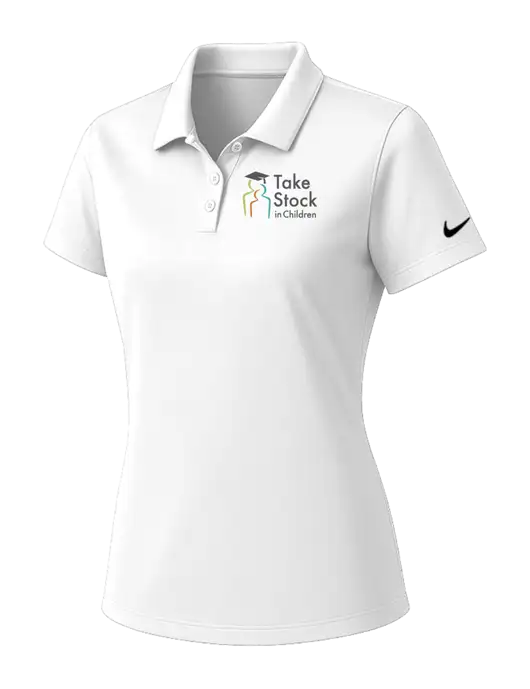 Nike Womens White Dry Essential Solid Polo w/Take Stock in Children Logo