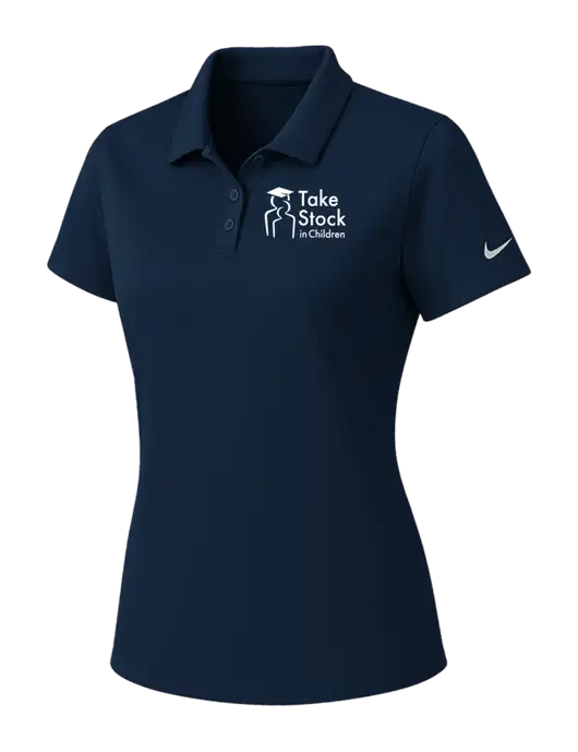 Nike Womens Navy Dry Essential Solid Polo w/Take Stock in Children Logo