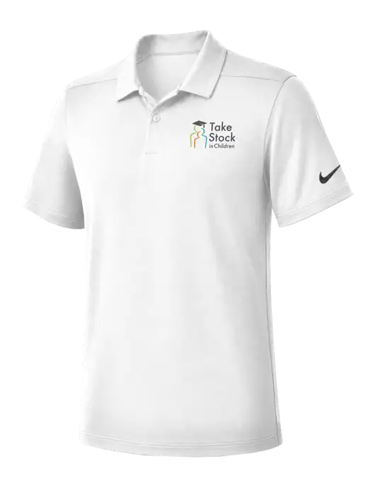 Nike White Dry Essential Solid Polo w/Take Stock in Children Logo