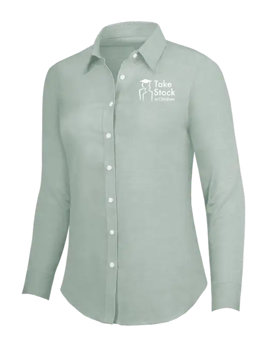 Very Light Green Womens SuperPro Oxford Shirt w/Take Stock in Children Logo