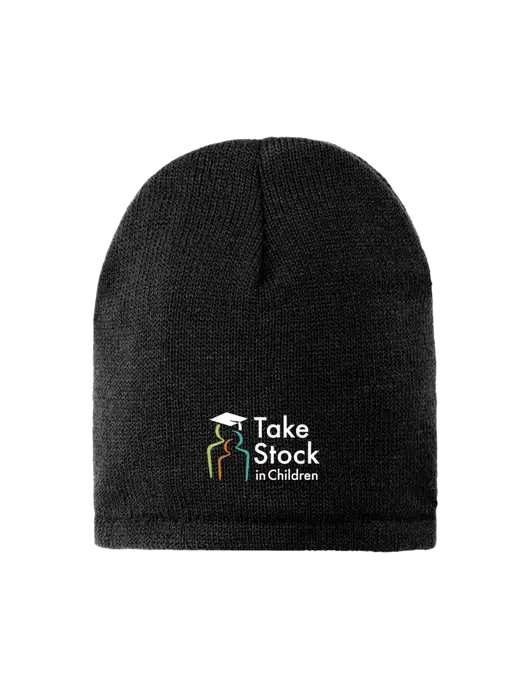Black Fleece-Lined Beanie Cap w/Take Stock in Children Logo