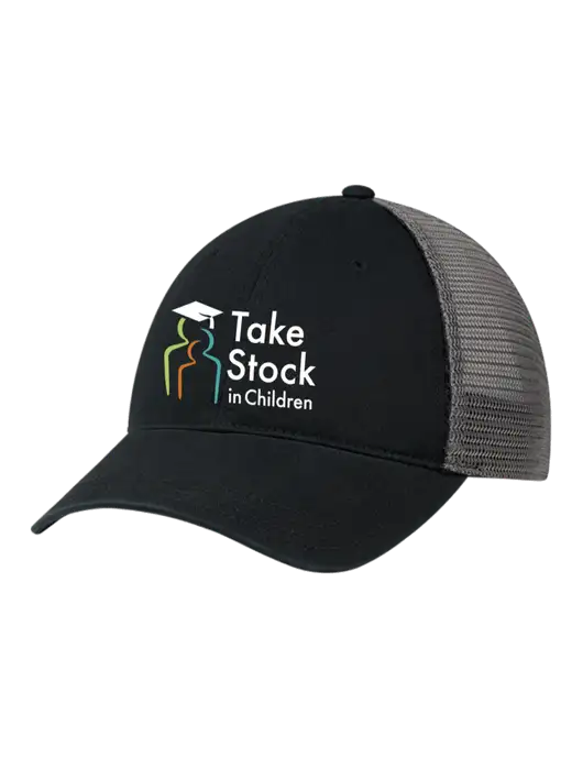 Richardson 111 Garment Washed Trucker Cap Black w/Charcoal Mesh w/Take Stock in Children Logo
