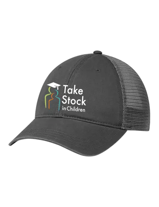Richardson 111 Garment Washed Trucker Cap Charcoal w/Charcoal Mesh w/Take Stock in Children Logo