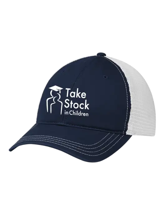 Richardson 111 Garment Washed Trucker Cap Navy w/White Mesh w/Take Stock in Children Logo