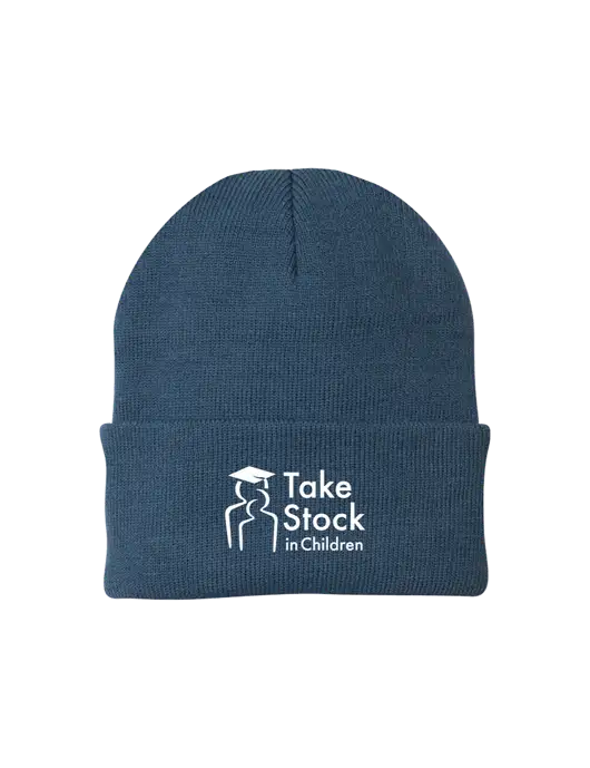 Dark Slate Knit Cap w/Take Stock in Children Logo