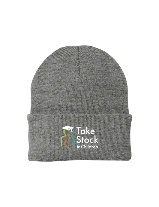 Medium Grey Heather Knit Cap w/Take Stock in Children Logo