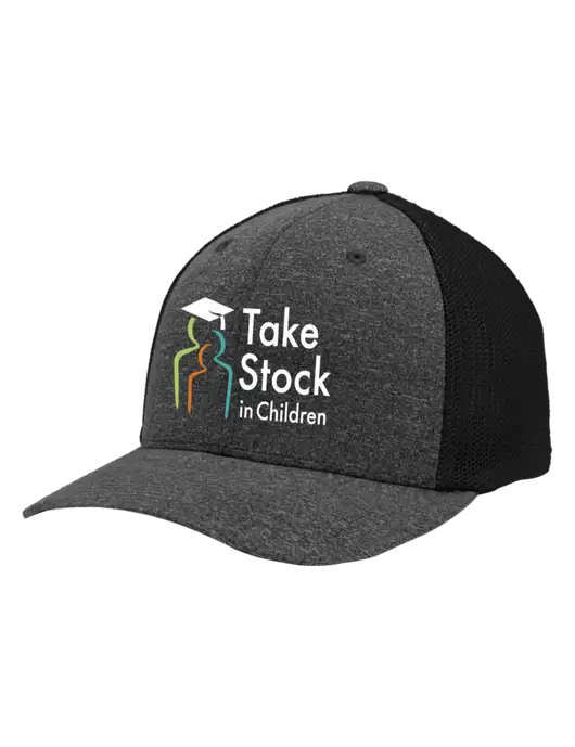 Flexfit Black/Dark Charcoal Heather Melange Mesh Back Trucker Cap w/Take Stock in Children Logo