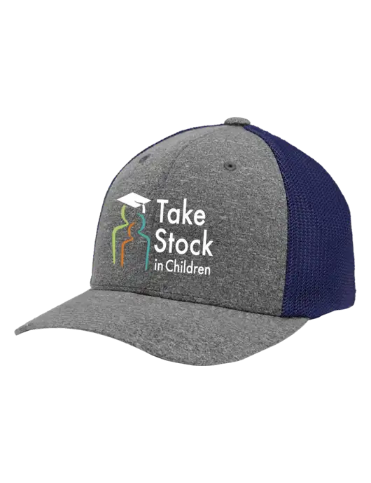 Flexfit Navy/Medium Grey Heather Melange Mesh Back Trucker Cap w/Take Stock in Children Logo