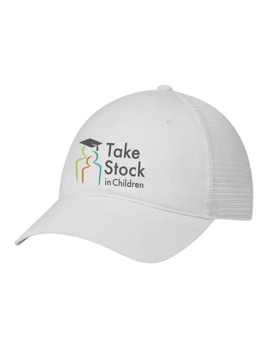 Richardson 111 Garment Washed Trucker Cap White w/White Mesh w/Take Stock in Children Logo
