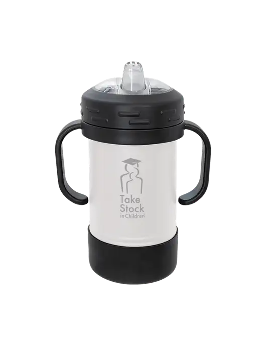 Polar Camel 10 oz Powder Coated White Sippy Cup w/Take Stock in Children Logo