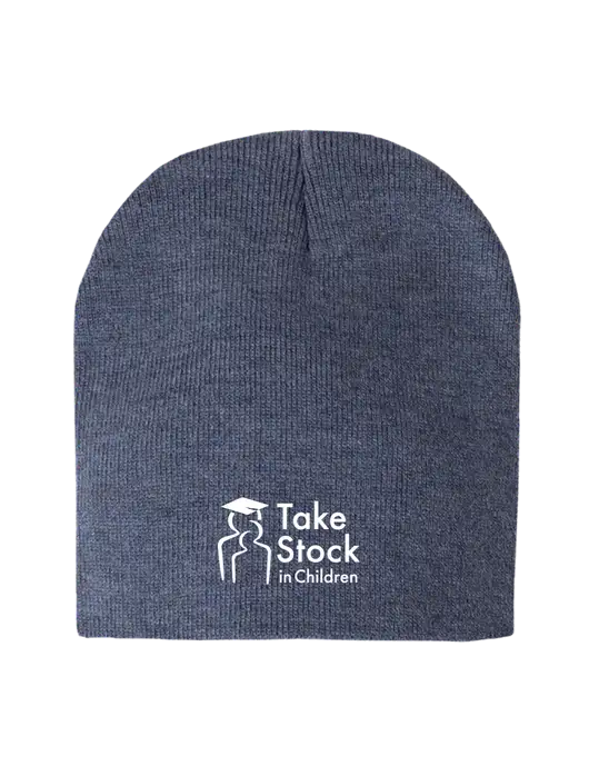 Navy Heather Element Knit Beanie w/Take Stock in Children Logo