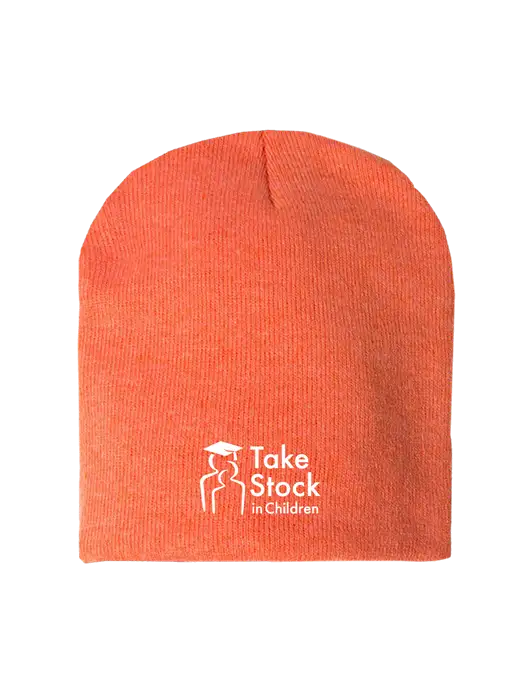 Orange Heather Element Knit Beanie w/Take Stock in Children Logo