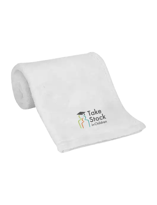 White Alpine Fleece Mink Touch Luxury Baby Blanket  w/Take Stock in Children Logo