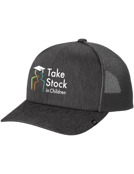 TravisMathew Very Dark Grey Heather Cruz Trucker Cap w/Take Stock in Children Logo