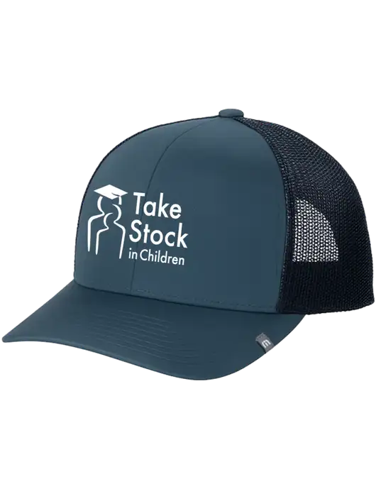 TravisMathew Dark Slate Blue Cruz Trucker Cap w/Take Stock in Children Logo