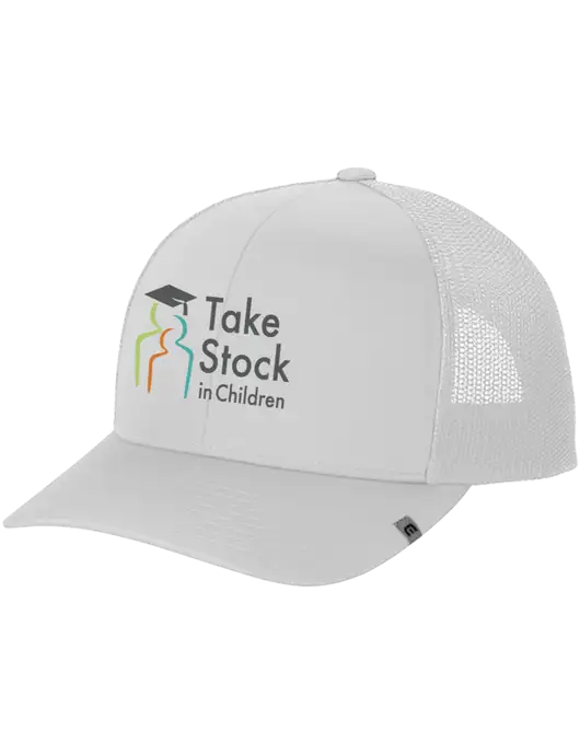 TravisMathew White Cruz Trucker Cap w/Take Stock in Children Logo