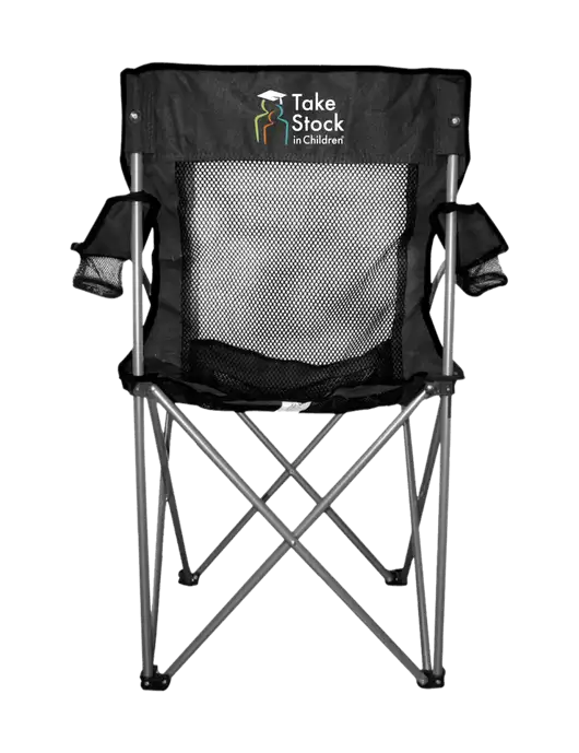 Titan Black/Black Mesh Folding Chair w/Take Stock in Children Logo