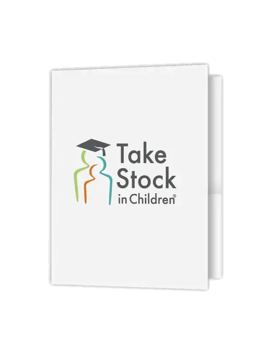 White Presentation Folder with Dual Pockets w/Take Stock in Children Logo