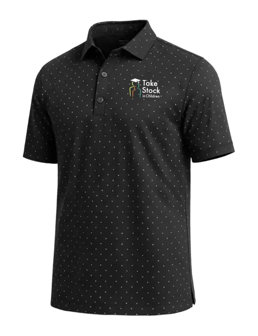 Callaway Micro Chev Black Print Polo w/Take Stock in Children Logo