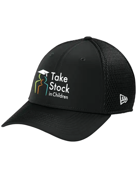 New Era 39THIRTY Performance Stretch Black Mesh Cap w/Take Stock in Children Logo