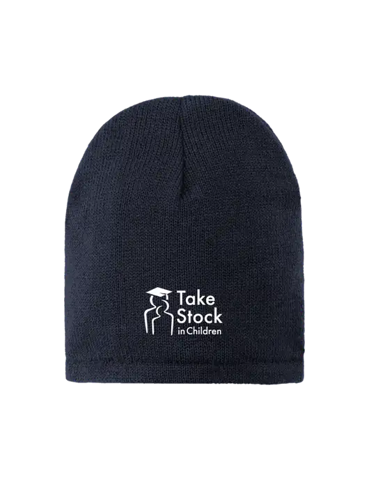 Dark Navy Fleece-Lined Beanie Cap w/Take Stock in Children Logo