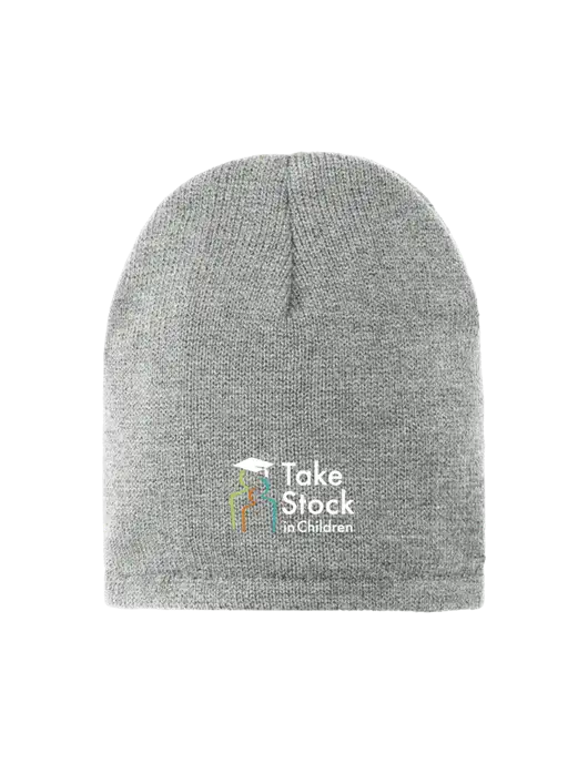Dark Medium Grey Fleece-Lined Beanie Cap w/Take Stock in Children Logo